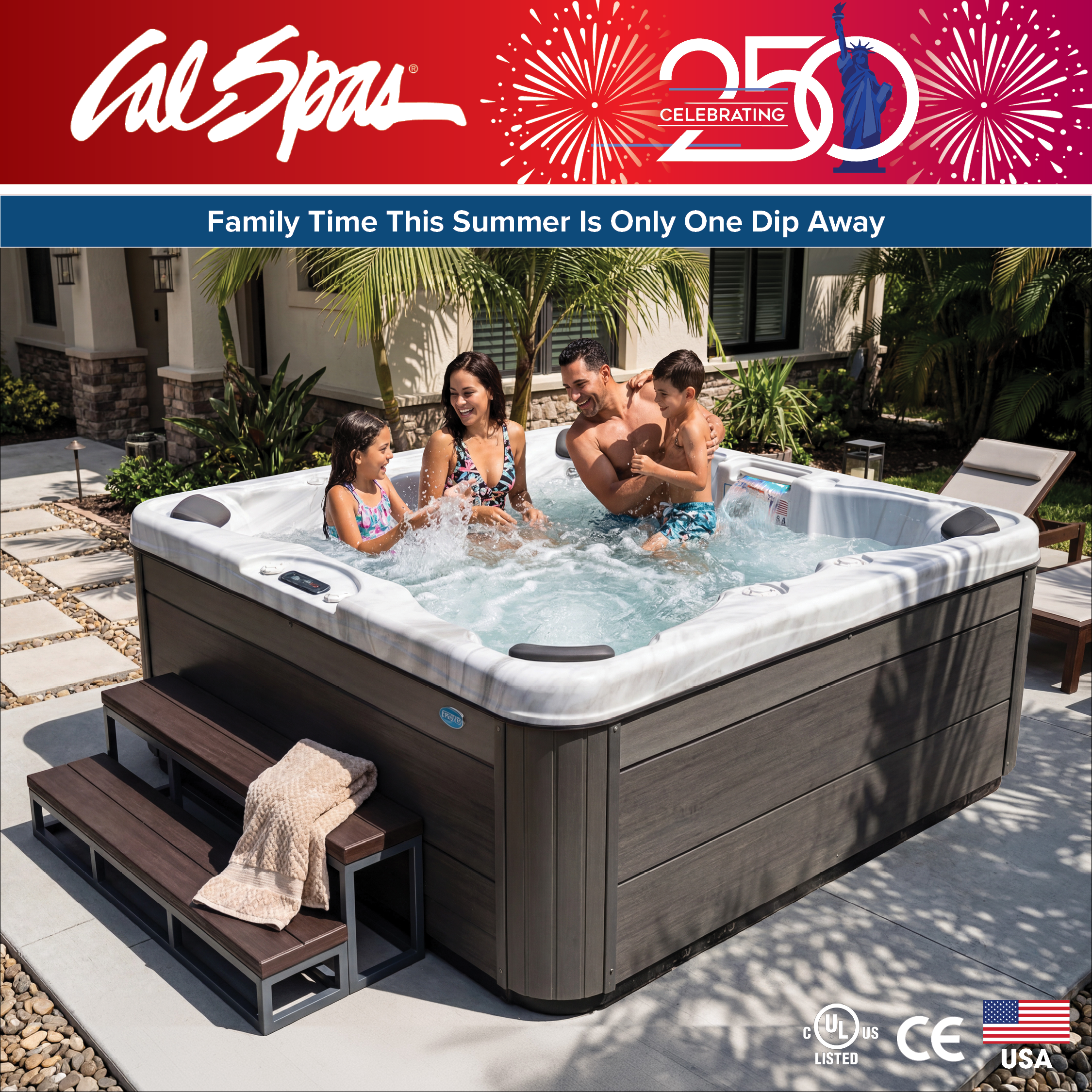 Calspas hot tub being used in a family setting - Baltimore
